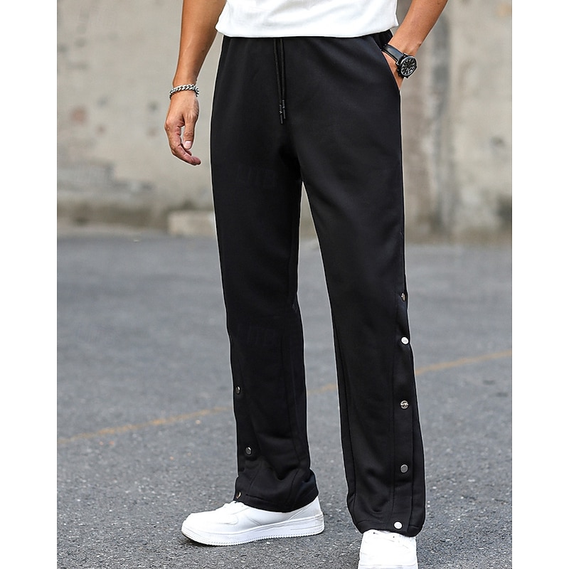 Men's Sweatpants Tear Away Pants Flared Pants Trousers Drawstring Pocket Elastic Waist Plain Comfort Sports Outdoor Daily Fashion Casual Black Micro-elastic2