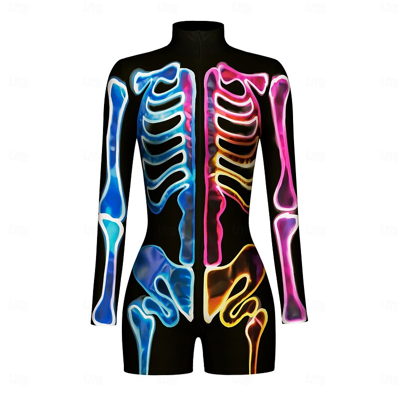 Patterned Zentai Suits Cosplay Costume Bodysuit Printing Carnival Costume Women's Sexy Costume Halloween 3D Skeleton Costume for Performance Party Masquerade Adults'2