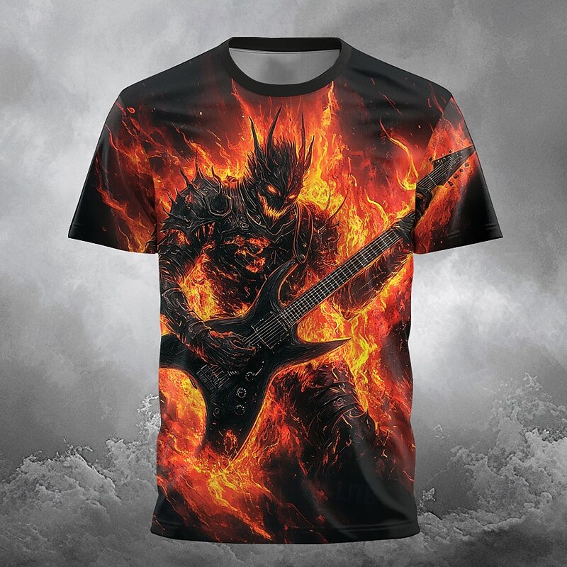 Halloween Men's Gothic Horror 3D Devil T Shirt Short Sleeve T shirt 3D Print Crew Neck Shirt Exaggerated Designer Horror Party Street Holiday Yellow Blue Orange Summer Spring All Seasons Clothing