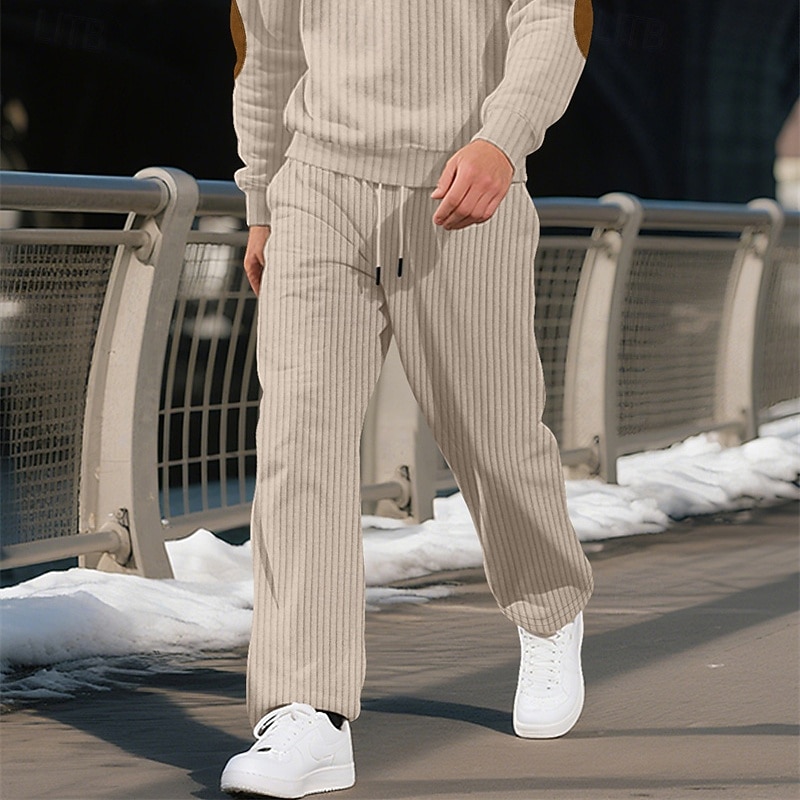 Men's Sweatpants Trousers Straight Leg Sweatpants Drawstring Pocket Elastic Waist Plain Comfort Sports Outdoor Daily Fashion Casual Black Green Micro-elastic3