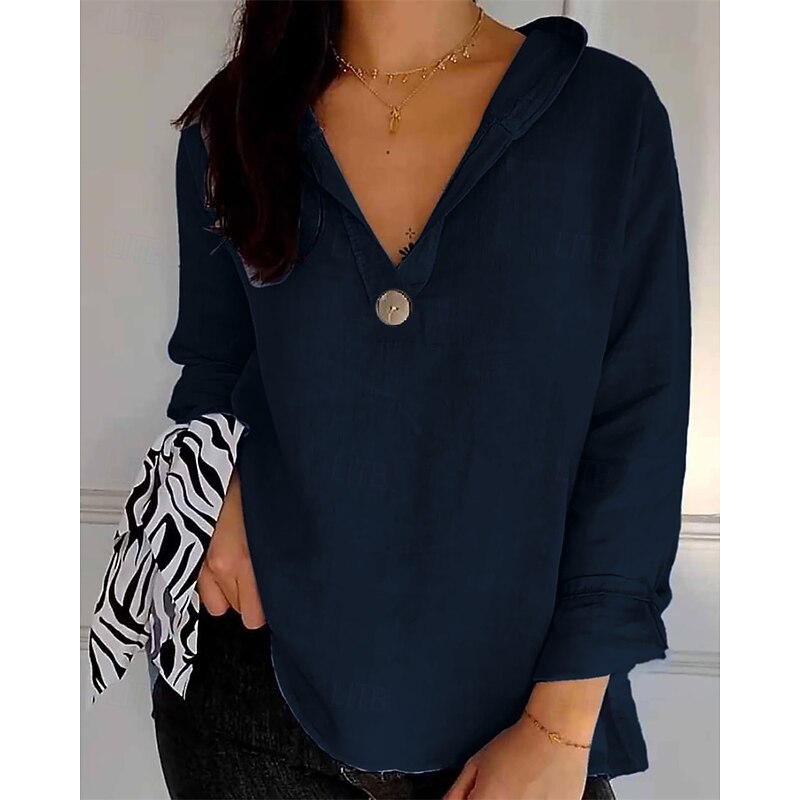 Women's Shirt Plain Stylish Modern Long Sleeve Hooded Regular Tops Daily Going out Buttons Black White Royal Blue Sky Blue Brown Spring Fall3