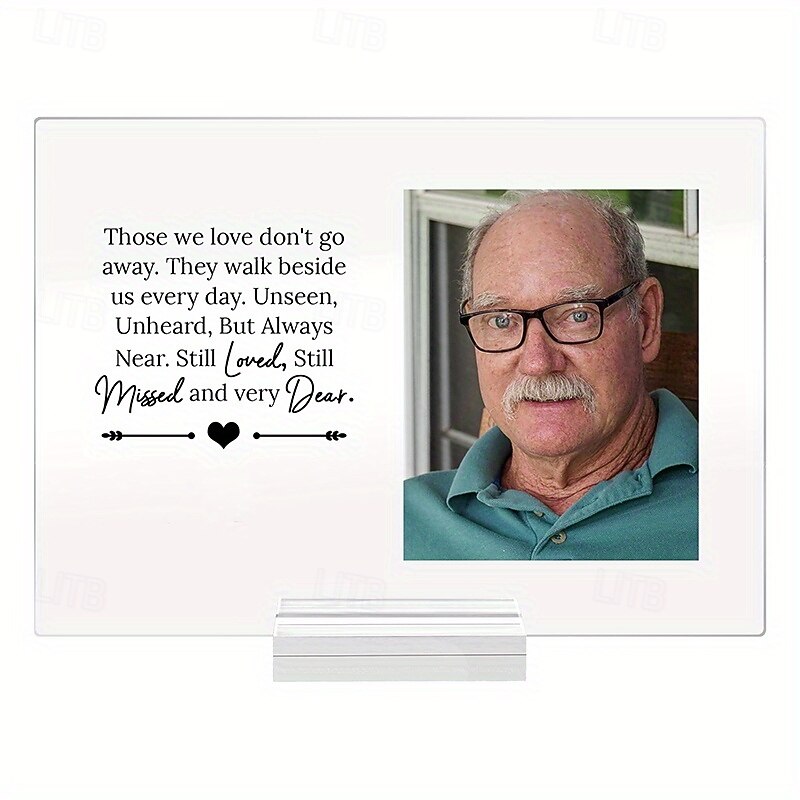 Personalized Photo Plaque with Base Custom Memorial Gift Frame, Acrylic Picture Frame Sympathy Gifts For Loss Of Loved Ones 20*15cm (8