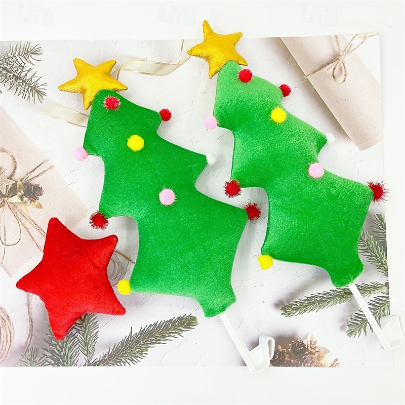 Christmas Car Antler Decorations, Reindeer Antlers Car Accessories with Green Christmas Tree Ornaments for Holiday Car Decor4