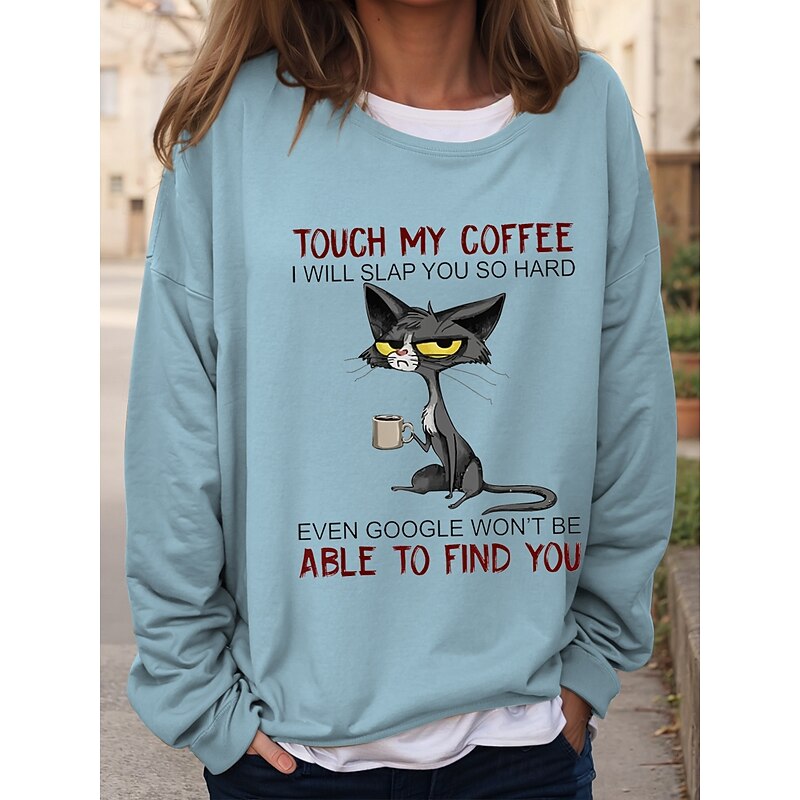 Women's Sweatshirts Graphic Letter Casual Long Sleeve Crew Neck Regular Tops Casual Print Pink Red Blue Green Khaki Fall Winter