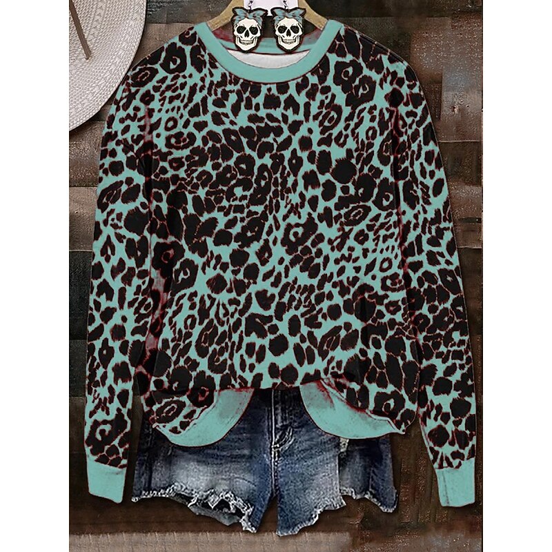 Halloween Women's Sweatshirts Graphic Halloween Casual Long Sleeve Crew Neck Regular Tops Street Dailywear Casual Print Pink Orange Green Spring Fall Winter3