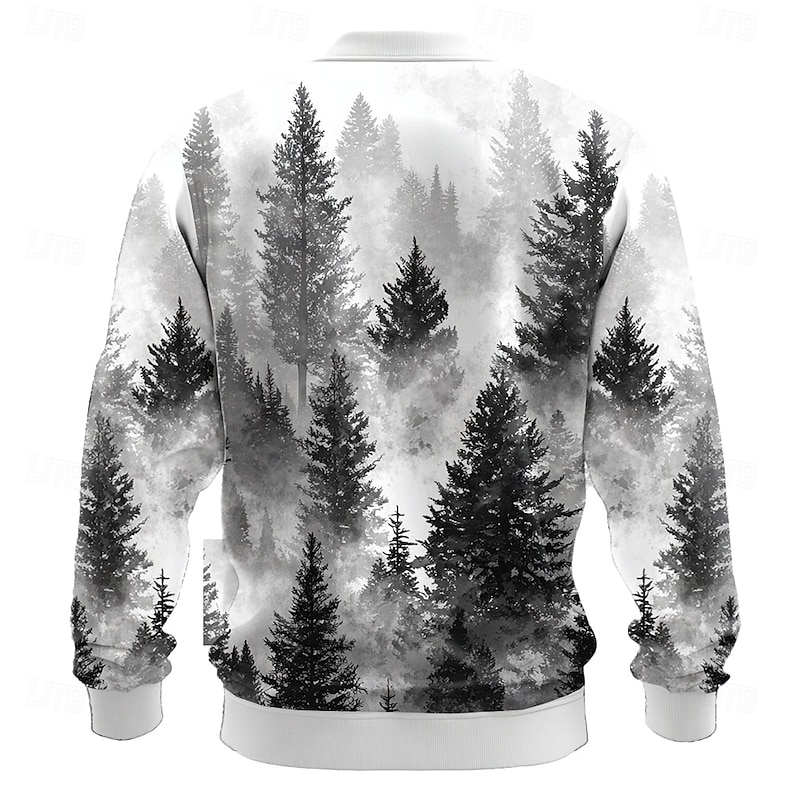 Men's Tree 3D Print Sweatshirt Casual Long Sleeve Crew Neck White Blue Crewneck 3D Graphic All Seasons Designer2