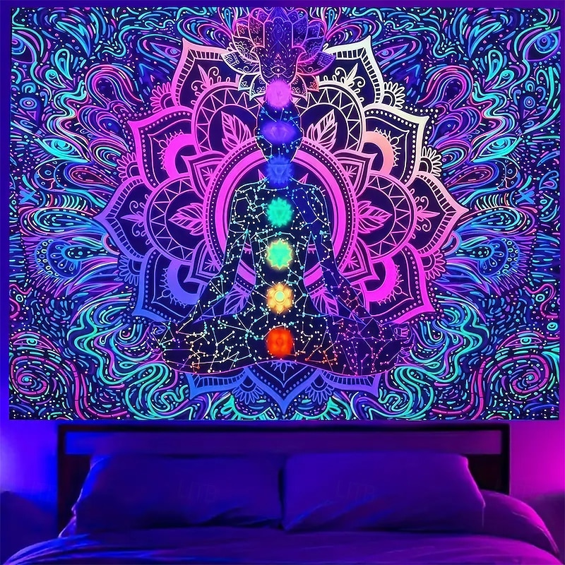 Tapestry Blanket Wall Hangings Seven Chakra Yoga Meditation Flower Chakra Ethnic Colorful Fantasy Bedroom Living Room Dorm Home Decor