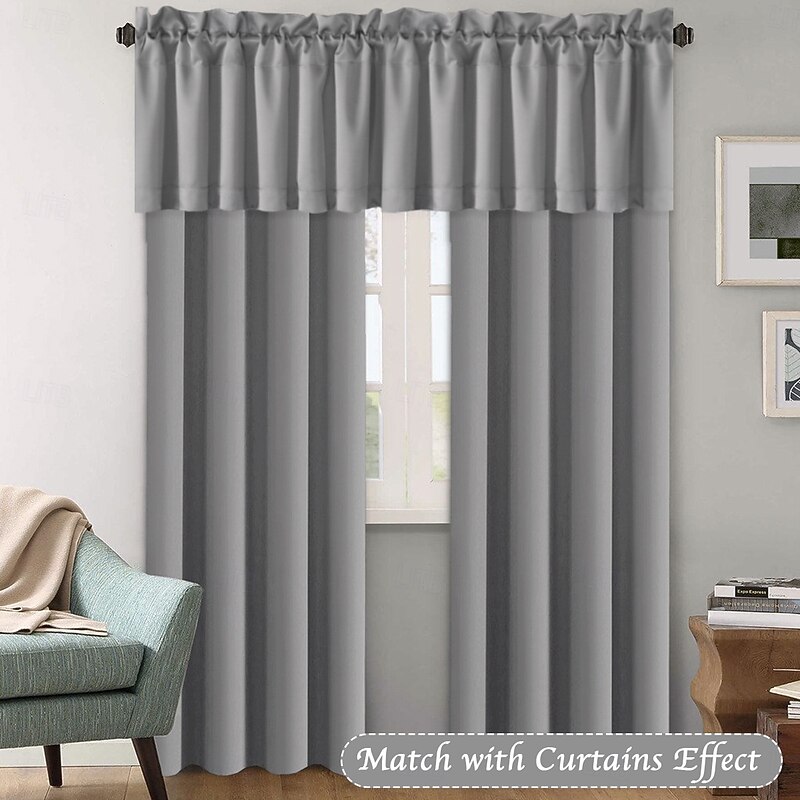 High-Density Blackout Solid Color Short Curtains, Bedroom Window Drapes, Plain Thermal Insulated Valance, Modern Minimalist Small Window Coverings
