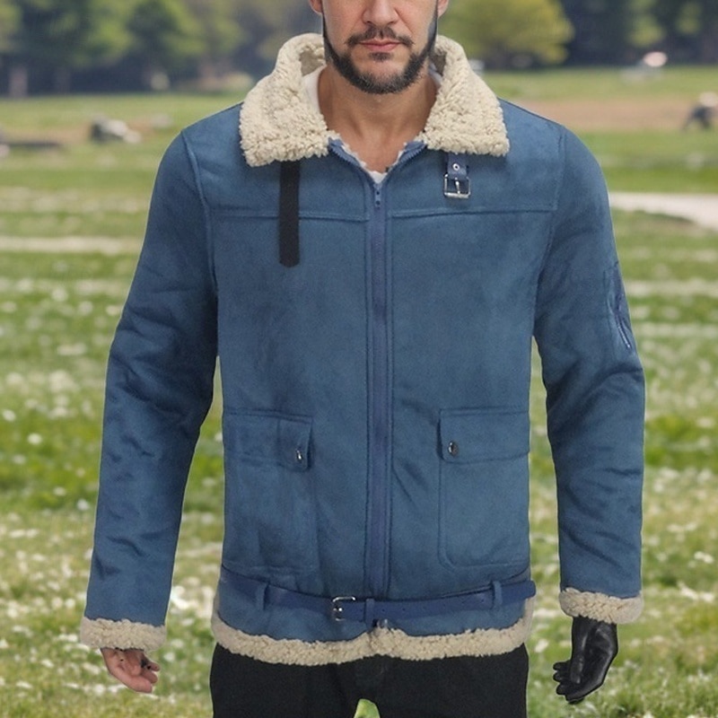 Men's Winter Jacket Sherpa Jacket Vacation Daily Thermal Warm Pocket Fleece Fall Winter Plain Fashion Streetwear Lapel Regular Black Wine Blue Khaki Jacket2