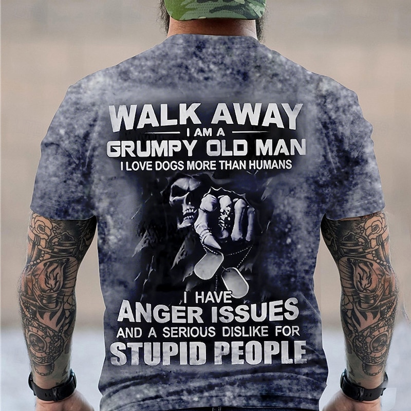 Men's Backprint T Shirt Short Sleeve T shirt 3D Print Crew Neck Shirt Fashion Daily Street Daily Blue Brown Dark Gray Summer Spring Clothing Apparel S M L XL XXL XXXL2