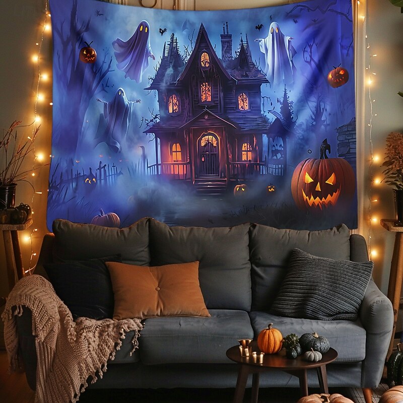 Halloween Tapestry Banners Wall Hangings Pumpkin Ghost Fantasy Dark Punk Gothic Style Party Dorm Shooting Backgrounds Home Decor2