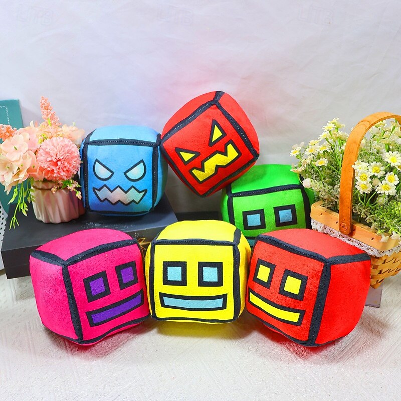 4.7 Geometry Cube Plush Toys Stuffed Plushie Doll Small Pillow Pendant Game Cute Kids Fans Collection Birthday Gift