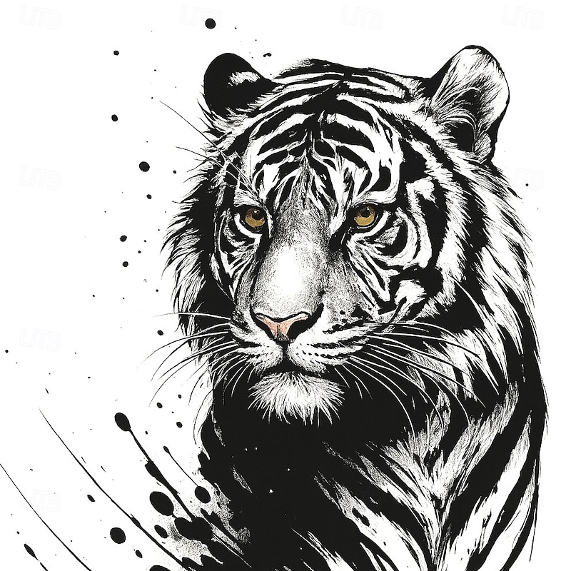 Men's Tiger Hoodie Sweatshirt Stylish Vintage Retro Hooded Streetwear Black White Drawstring Fall Winter Designer2