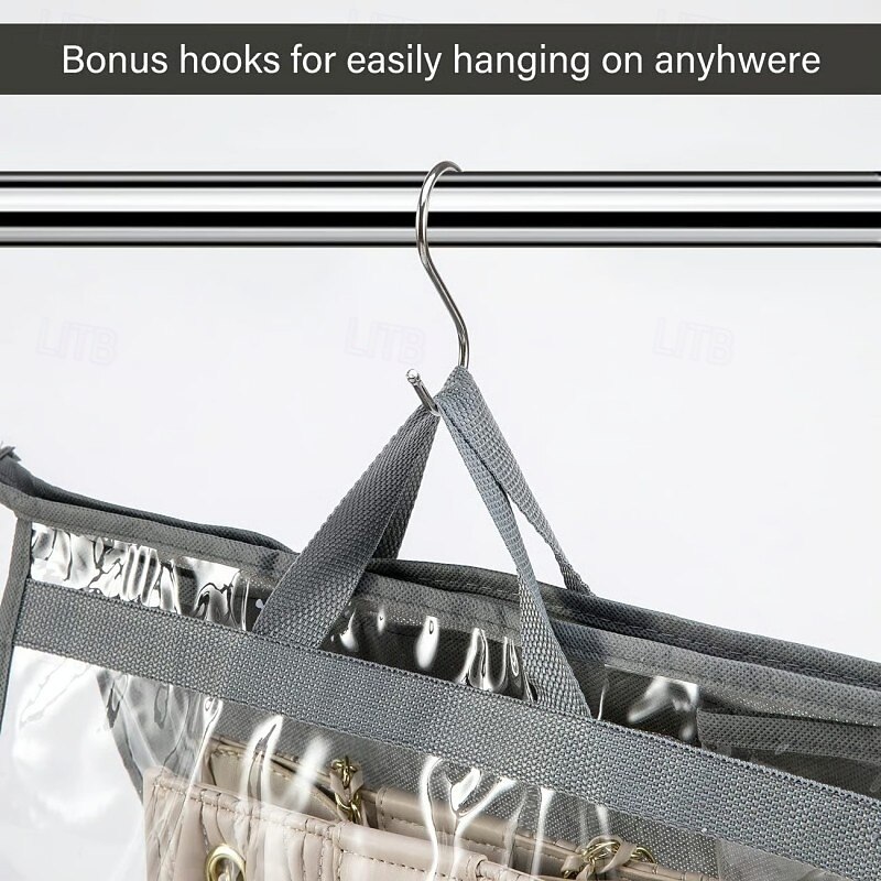 Handbag Dustproof Storage Organizer Large Capacity Hanging Closet Bag Holder Moisture Proof PVC Transparent Design Purse Protector Multi Pocket Storage Bag For Wardrobe Accessories4