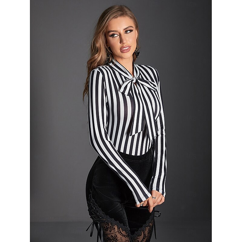 Punk & Gothic Blouse / Shirt Beetlejuice Striped Fancy Dress Women's Fantasy Halloween Carnival Performance Party Adults' Shirt4