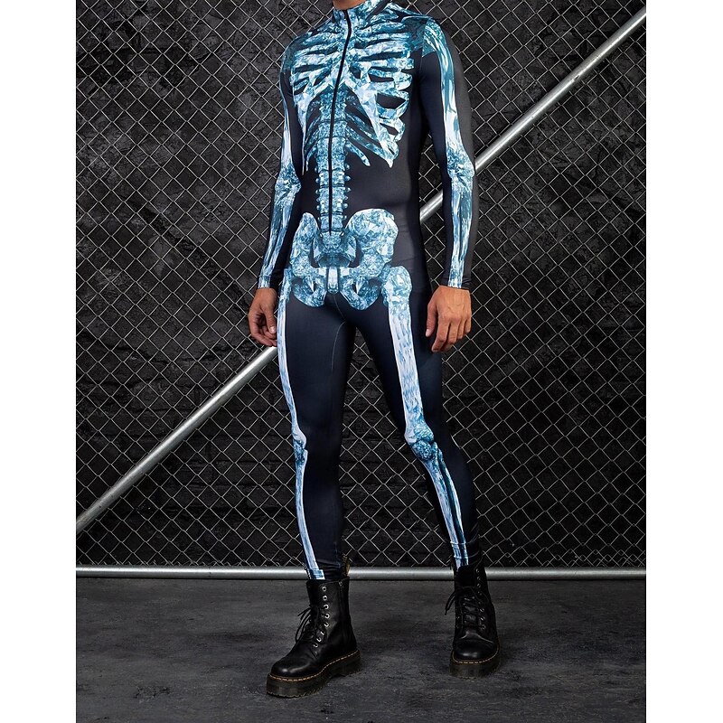 Patterned Zentai Suits Cosplay Costume Bodysuit Printing Carnival Costume Full Body Suit Men's Women's Sexy Costume Halloween 3D Skeleton Costume for Performance Party Masquerade Adults'4