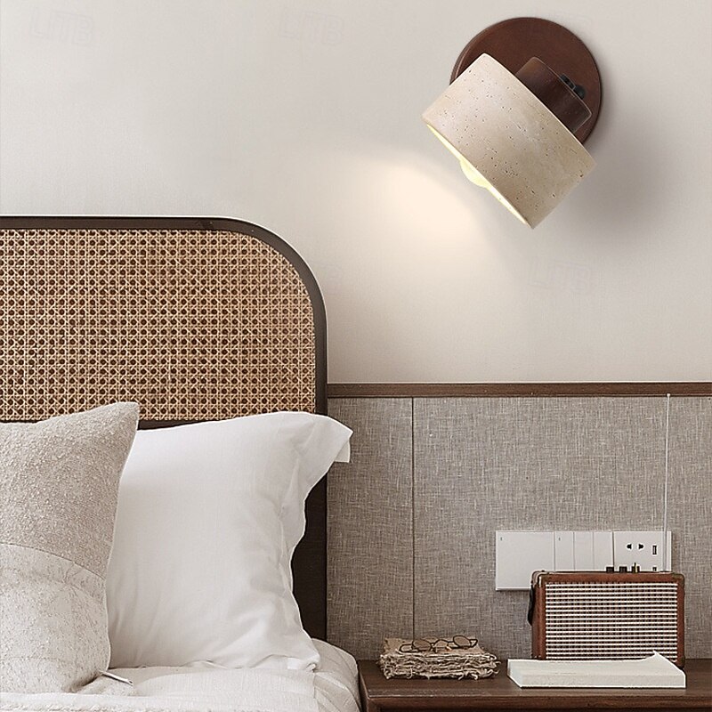 Natural Stone Wall Sconce Adjustable Stone Mounted Bathroom Light Hardwired Farmhouse Rustic Lamp Mid Century Modern Lighting for Bedroom Living Room Bedside 85-265V2