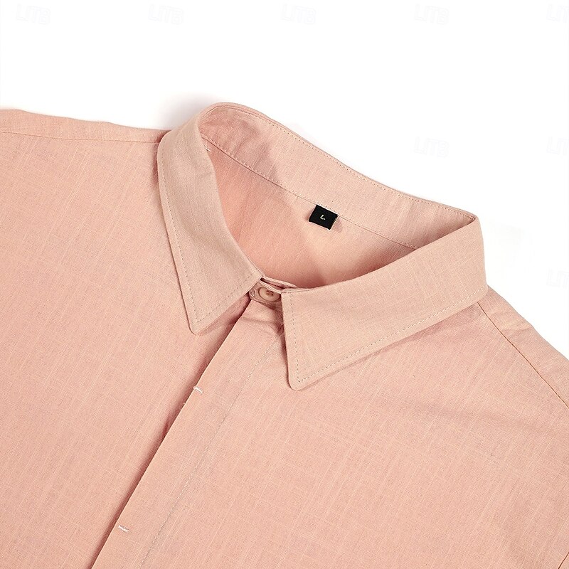 Men's Shirt Linen Shirt Summer Shirt Button Down Shirt Casual Shirt Beach Shirt Plain Vacation Casual Black White Pink Blue Short Sleeve Collar Summer Clothing Apparel3