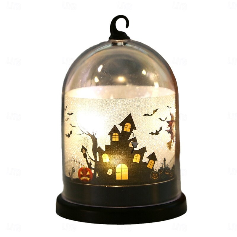 1 Pc Halloween 10.8 * 7.2CM Pumpkin Castle Witch LED Electronic Night Light Indoor and Outdoor Restaurant Party Festival Atmosphere Decorative Light AG10 * 3 Battery2