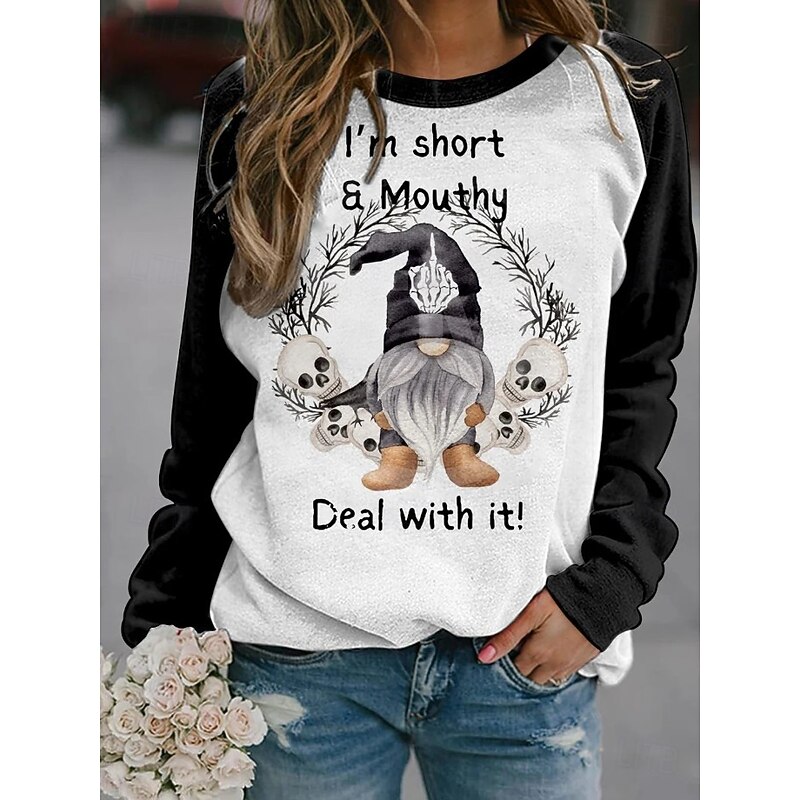 Halloween Women's Pullover Sweatshirt Pumpkin Witch Fashion Casual Long Sleeve Crew Neck Regular Tops Casual Print Black White Yellow Orange Summer Spring Fall2