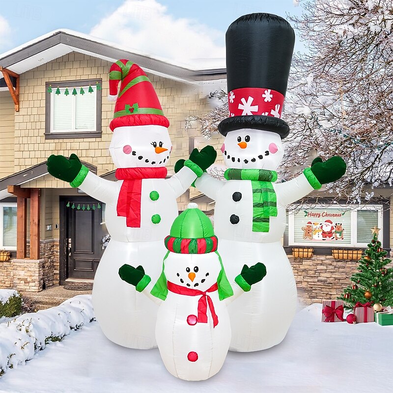 1 Pc 2.5M * 2.25M 2025 Christmas Snowman Family of Three with Lights Inflatable Air Model Indoor and Outdoor Courtyard Garden Lawn Party Christmas Atmosphere Decorative Light EU/US/UK/AU Plug4