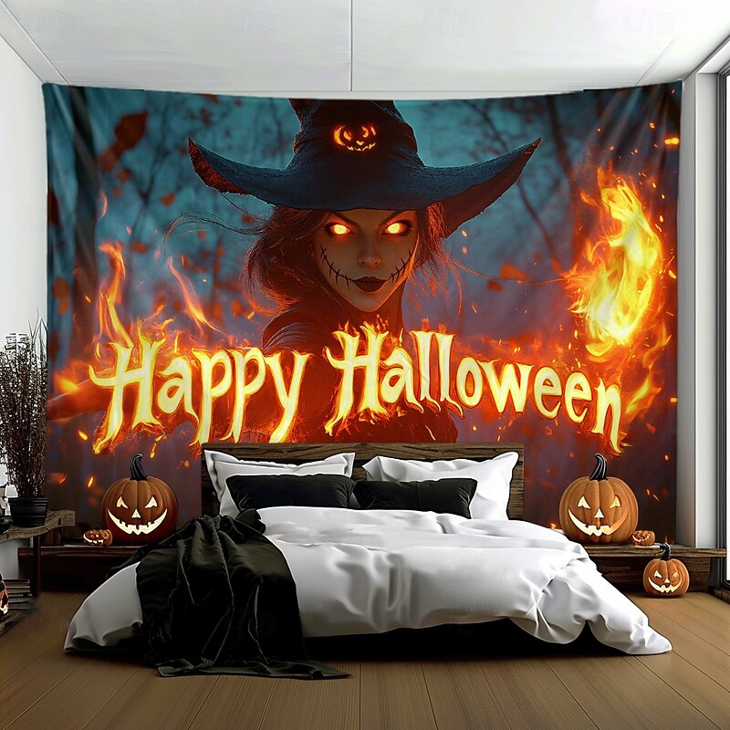 Halloween Tapestry Banners Blanket Skeleton Pumpkin 3D Fantasy Dark Punk Gothic Style Party Dorm Shooting Backgrounds Home Decor4