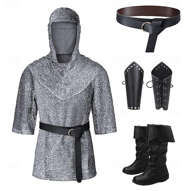 Retro Vintage Medieval Renaissance Boots Armor Shirt Knight Ritter Crusader Celtic Knight Fancy Dress Men's Viking Halloween Carnival Masquerade Performance Stage Renaissance Fair Adults Shirt Shawl