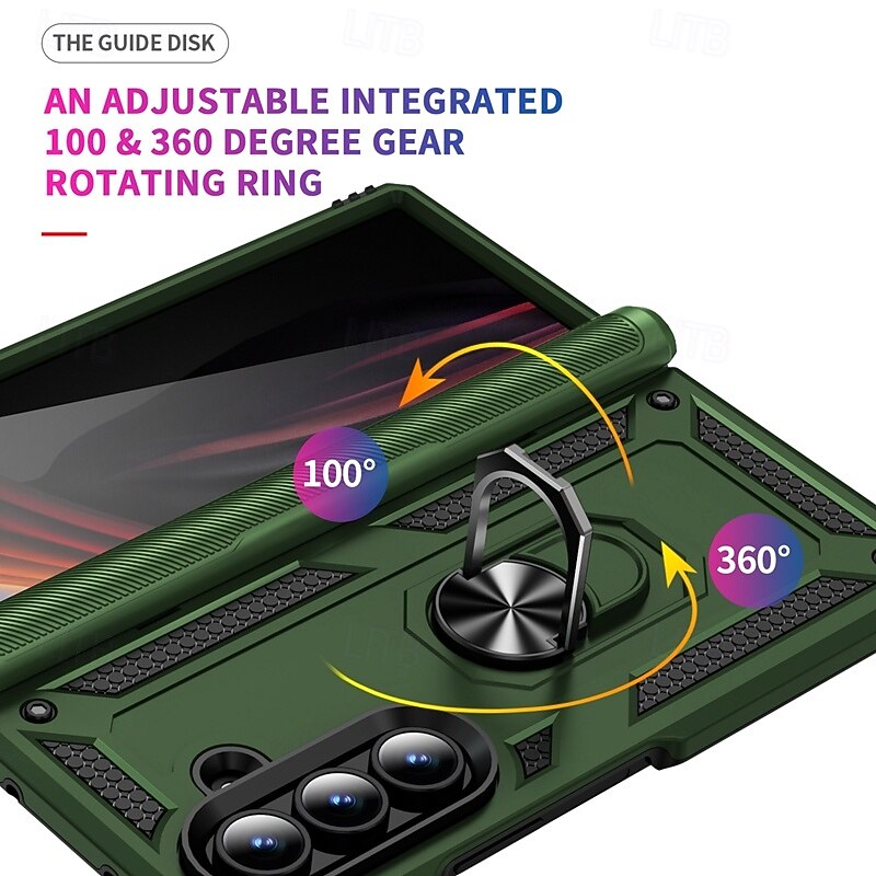 Phone Case For Samsung Galaxy Z Fold 7 Z Fold 6 Z Fold 4 Back Cover Magnetic Kickstand Ring Buckle Armor TPU PC4