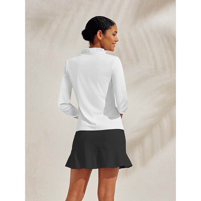 Women's Golf Polo Shirt Black White Pink Long Sleeve Shirt Ladies Golf Attire Clothes Outfits Wear Apparel4