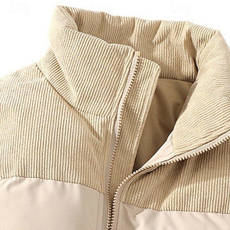 Men's Winter Coat Puffer Jacket Padded Jacket Pocket Polyster Vacation Daily Wear Date Regular Fashion Casual Comfortable Thermal Warm Fall & Winter Solid / Plain Color Black Pink Navy Blue Brown3