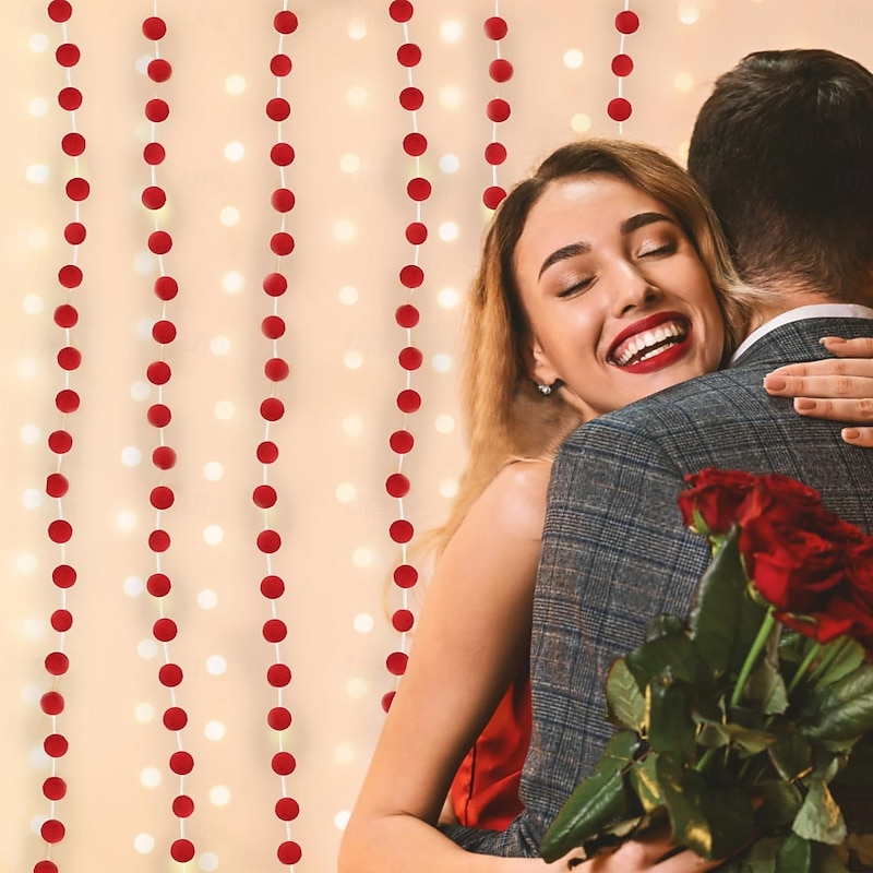 3pcs Christmas Pom Pom Garland,Felt Ball Christmas Garland, Wool Yarn Colorful Ball Decorations, Hanging Ornaments for Christmas Tree, Holiday Home and Party Decor4