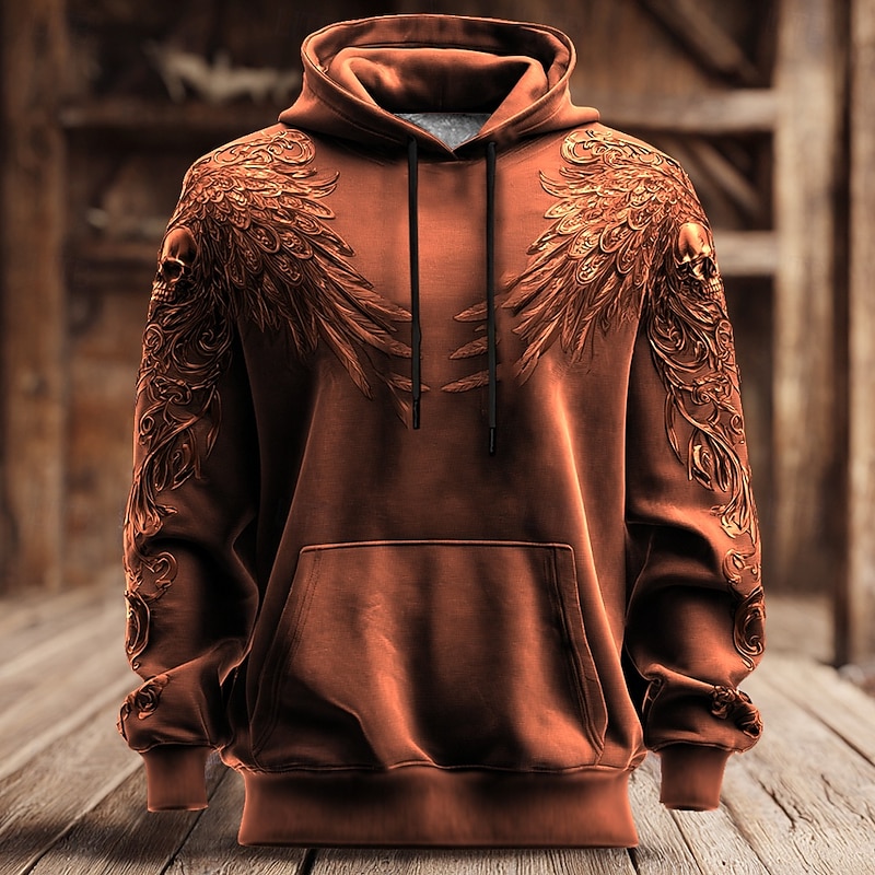 Halloween Men's 3D Sweatshirt Punk Exaggerated Long Sleeve Crew Neck Club Streetwear Black Blue Drawstring 3D Fall Winter Designer2