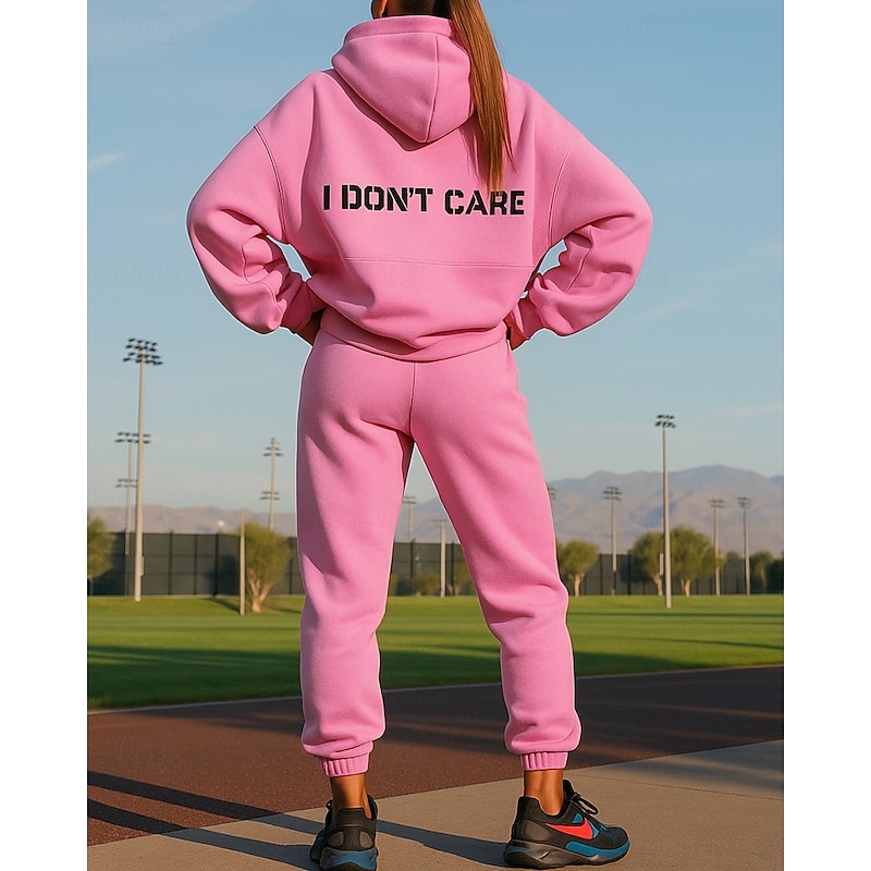 Women's Tracksuit Sweatpants Sportswear Drawstring Solid Colored Clothing Suit Fall Black Pink Outdoor Travel Sports High Waist Windbreaker Long Sleeve Sport Activewear Micro-elastic Regular Fit2