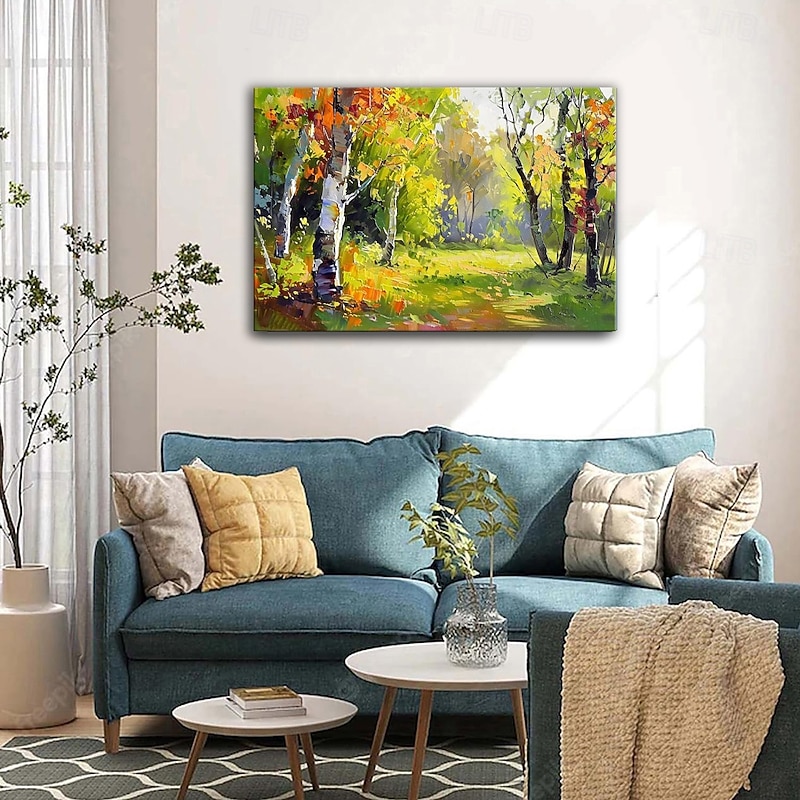 Handmade Oil Painting Canvas Wall Art Decoration Modern Abstract Maple Forest Autumn Landscape for Living Room Home Decor Rolled Frameless Unstretched Painting2