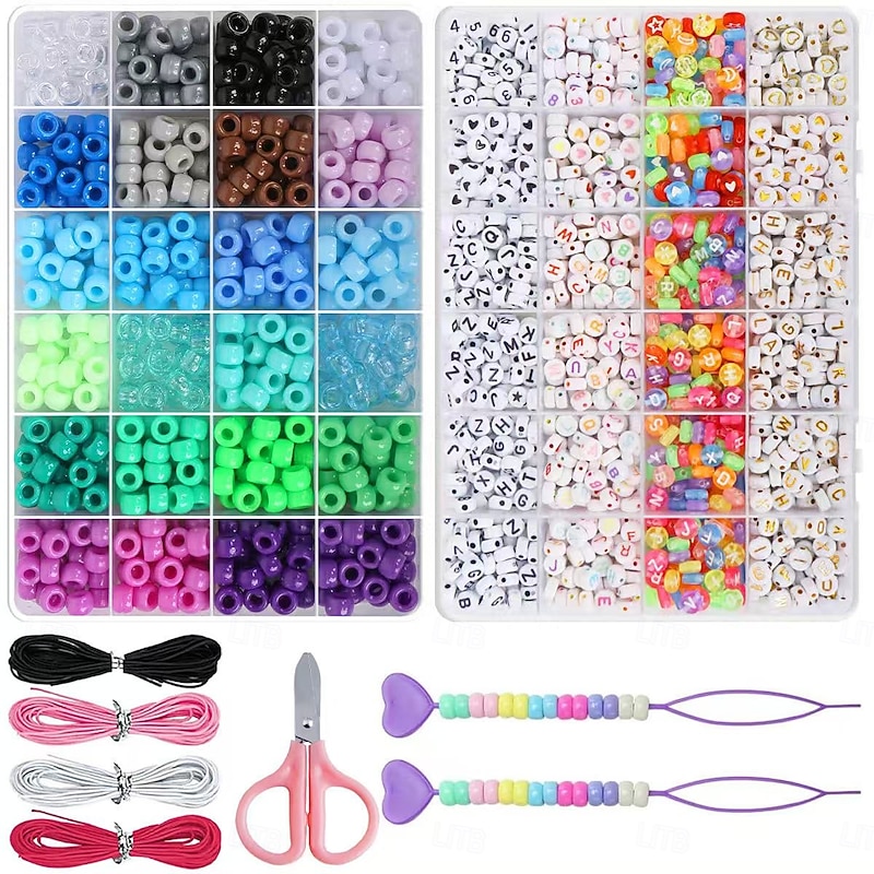 Clay Beads Bracelet Making Kit, Flat Preppy Beads for Friendship Jewelry Making,Polymer Heishi Beads with Charms Gifts for Teen Girls Crafts for Girls Ages 8-12