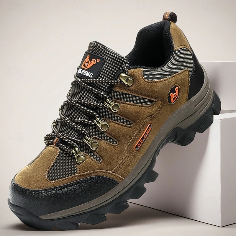 Men's Durable Hiking Shoes with Anti-Slip Sole, Shock-Absorbing Outdoor Trekking Sneakers for Climbing, Camping and Travel