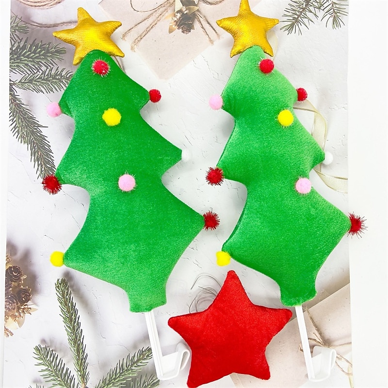 Christmas Car Antler Decorations, Reindeer Antlers Car Accessories with Green Christmas Tree Ornaments for Holiday Car Decor3