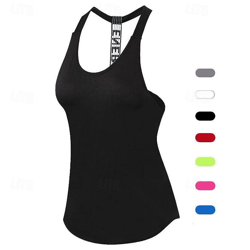 Women's Yoga Shirts Sexy Breathable Backless Sleeveless Sports Solid Color Top For Gym Athletic Sports Activewear