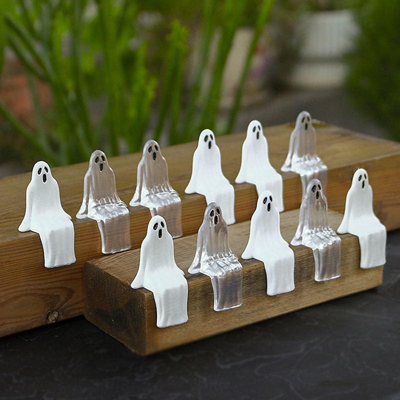 16pcs Halloween Plastic Sitting O-Mouth Ghost Figurine, Funny Ghost Decoration for Home Tabletop, Outdoor Yard, Garden, Planter, Patio, Porch, Spooky Holiday Decor Ornament2