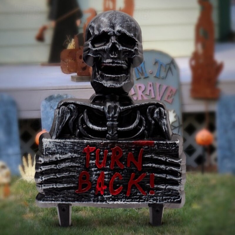 Halloween Skull Garden Stake Plastic Outdoor Decorative Item Lawn Party Decoration Horror Atmosphere Prop