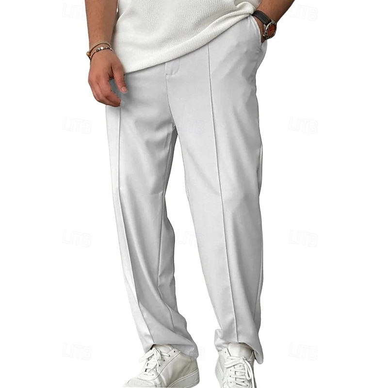 Men's Sweatpants Trousers Baggy Pants Straight Leg Sweatpants Open Bottom Sweatpants Drawstring Pleated Elastic Waist Plain Moisture Wicking Breathable Full Length Outdoor Casual Daily Fashion2