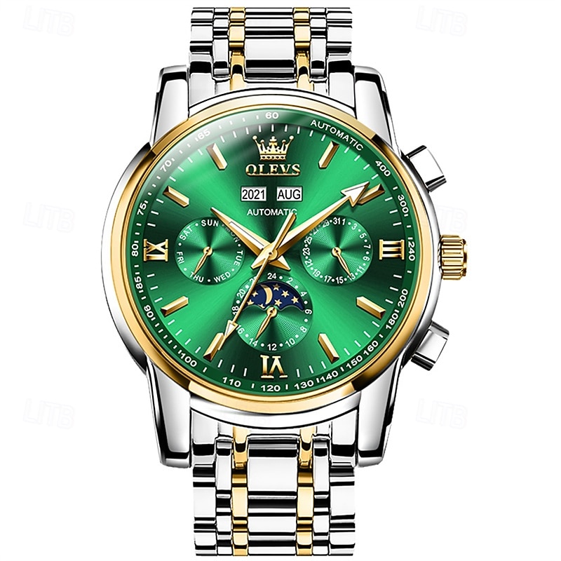 The New Olevs Men'S Business Watch With Luminous Moon Phase Calendar 24-Hour Multi-Functional Fully Automatic Mechanical Watch Casual Fashion Waterproof Men'S Sports Wristwatch3