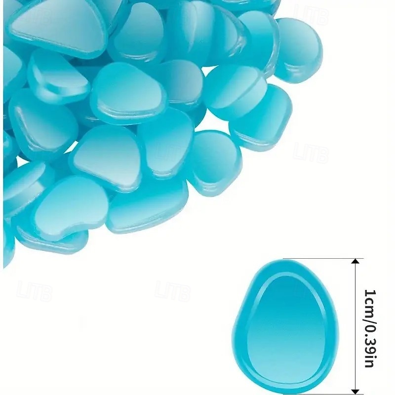 500pcs Glow in The Dark Garden Pebbles Blue, Luminous Solar Powered Stones for Outdoor Pathway Yard Walkway Decoration, Non-Toxic Glow Rocks for Landscape Lighting4