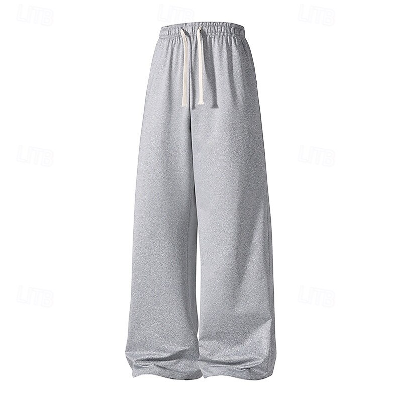 Men's Sweatpants Trousers Baggy Pants Open Bottom Sweatpants Drawstring Elastic Waist Wide Leg Plain Moisture Wicking Breathable Full Length Sports Outdoor Casual Daily Fashion Streetwear Black Light4