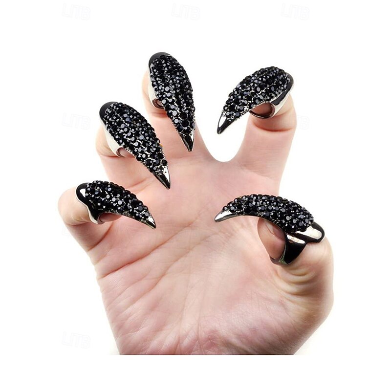 Women's Gothic Claw Rings with Crystal Rhinestone Design – Sharp, Elegant, and Edgy, Perfect for Halloween, Costume Parties and Alternative Fashion3