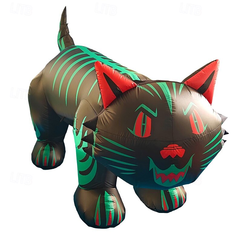 1 Pc Halloween 2.4M Moving Head Cat with Light Inflatable Air Model Indoor and Outdoor Courtyard Garden Path Party Atmosphere Decorative Light US/EU/UK/AU Plug2
