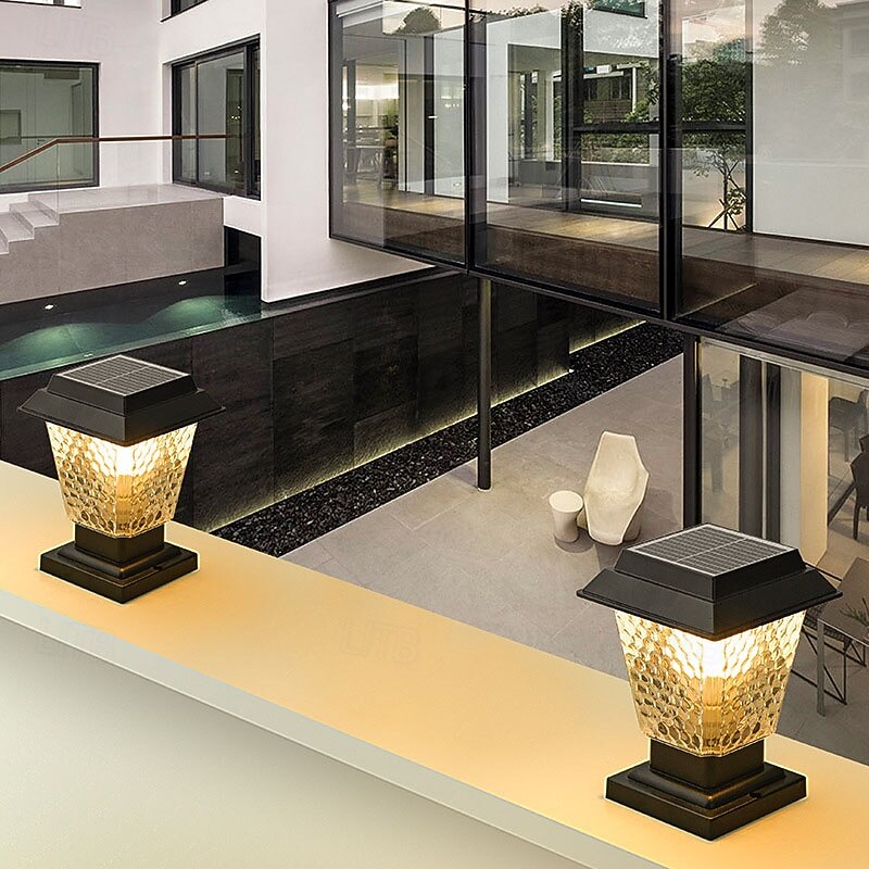 LED Outdoor Solor Post Lights Nordic Style Outdoor Column Lights Fence Post Cap Lights Waterproof IP54 for Deck Suitable for Door Stone Pillars Garden lamp Post4