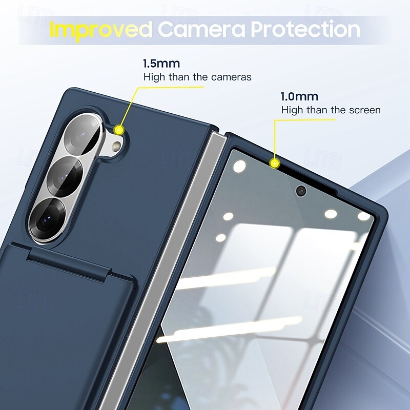 Phone Case For Samsung Galaxy Z Fold 7 Z Fold 6 Z Fold 5 Back Cover Kickstand Card Slot Shockproof Retro PC3