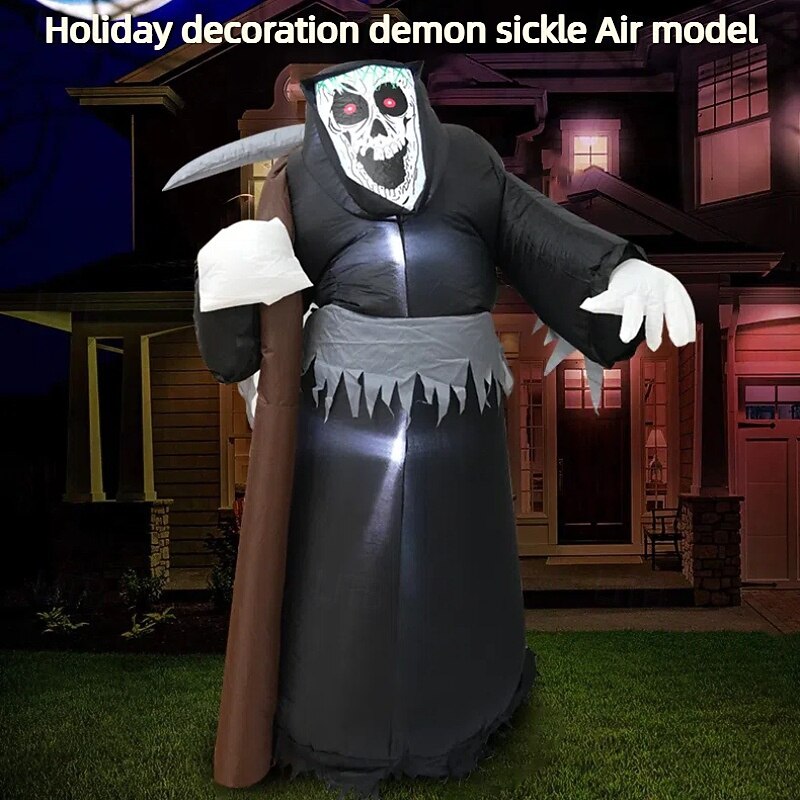 1 Pc 1.62CM Halloween Sickle Reaper LED Inflatable Air Model Indoor and Outdoor Courtyard Lawn Party Halloween Festival Atmosphere Decorative Light US/EU/UK/AU Plug2