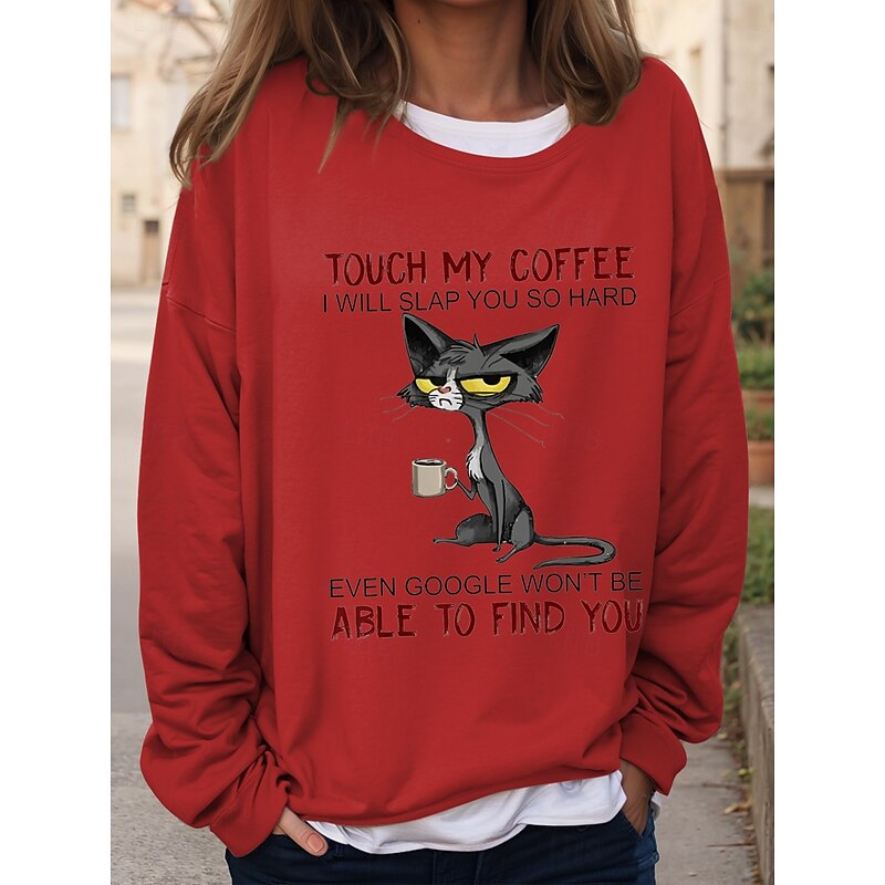 Women's Sweatshirts Graphic Letter Casual Long Sleeve Crew Neck Regular Tops Casual Print Pink Red Blue Green Khaki Fall Winter2